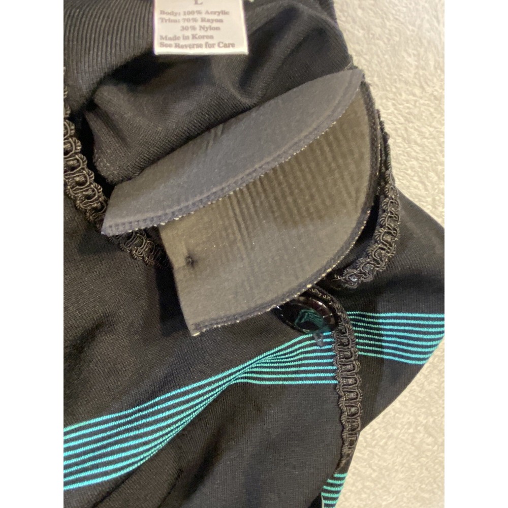 Exclusively Misook Cardigan Sweater Large Black Striped Long Sleeve‎ Buttons - Picture 12 of 12